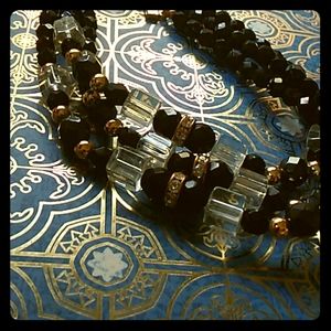 Gothic gold and black fashion necklace